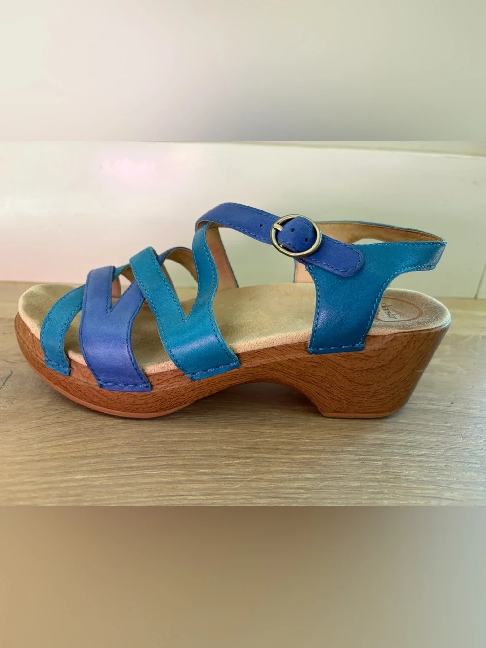 Dansko Stevie wedge sandals blue strappy beach summer preppy - Picture 5 of 9